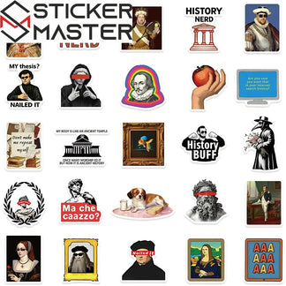 Sticker Master 50 adet Komik Karikatür Tarih Karakterleri Çıkartmalar Bagaj Dizüstü Gitar Telefon Bisiklet Su Geçirmez Graffiti Vinil Sticker Etiket - Sticker Master