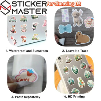 Sticker Master 50 adet Komik Karikatür Tarih Karakterleri Çıkartmalar Bagaj Dizüstü Gitar Telefon Bisiklet Su Geçirmez Graffiti Vinil Sticker Etiket - Sticker Master