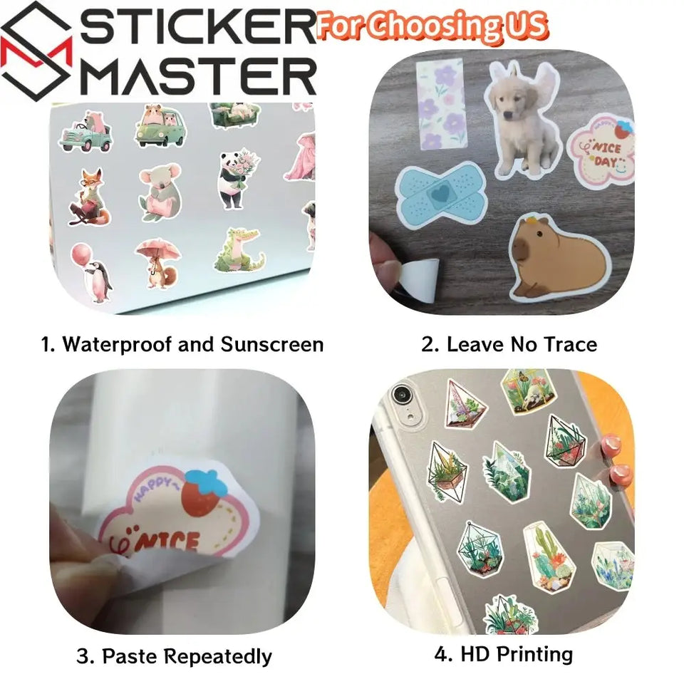 Sticker Master 50 adet Komik Karikatür Tarih Karakterleri Çıkartmalar Bagaj Dizüstü Gitar Telefon Bisiklet Su Geçirmez Graffiti Vinil Sticker Etiket - Sticker Master