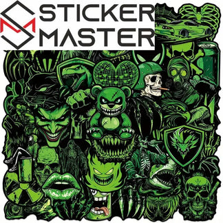 Sticker Master 50 Adet Kafatası Ayı -Canavar Graffiti Sticker Seti – Su Geçirmez Çıkartma Paketi Laptop, Telefon, Kask, Bavul ve Kaykay İçin - Sticker Master