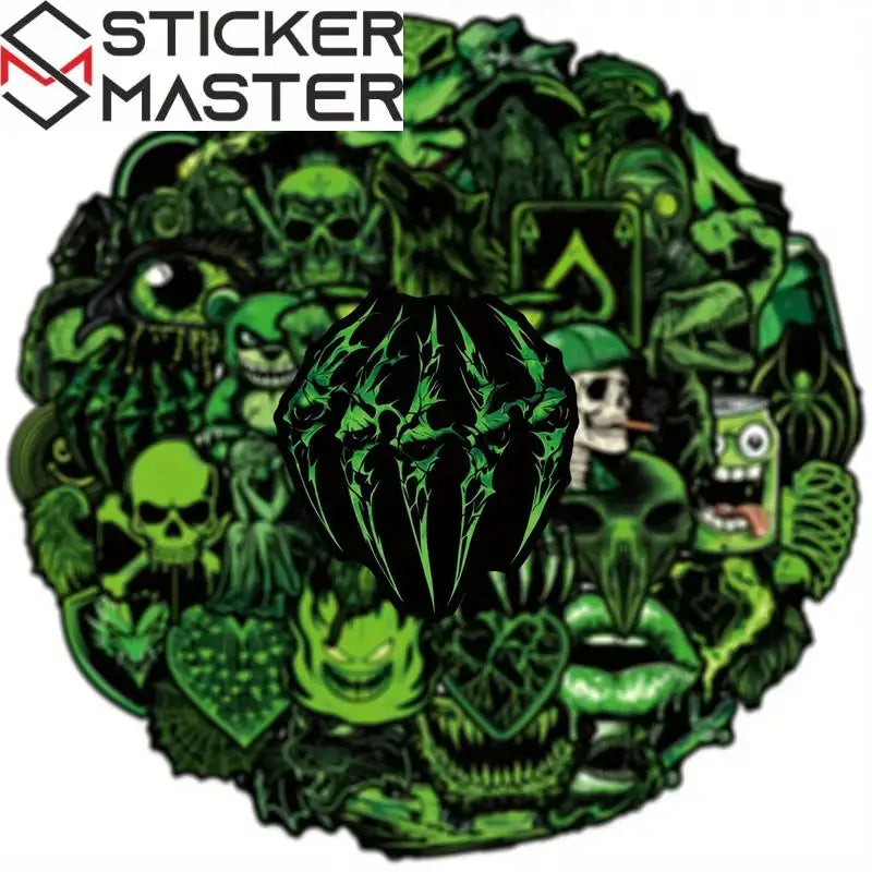 Sticker Master 50 Adet Kafatası Ayı -Canavar Graffiti Sticker Seti – Su Geçirmez Çıkartma Paketi Laptop, Telefon, Kask, Bavul ve Kaykay İçin - Sticker Master