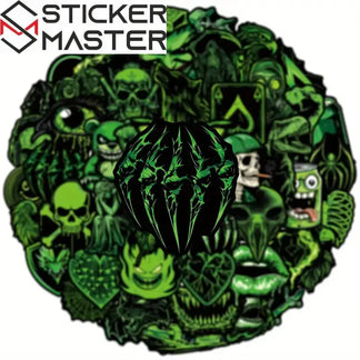 Sticker Master 50 Adet Kafatası Ayı -Canavar Graffiti Sticker Seti – Su Geçirmez Çıkartma Paketi Laptop, Telefon, Kask, Bavul ve Kaykay İçin - Sticker Master